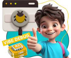 Тестирование & Vibe Debug. Охотники за багами - КИБЕРшкола программирования для детей, компьютерные курсы для школьников, начинающих и подростков - KIBERone г. Тобольск